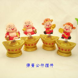 萌趣纳福 Q版财神弹簧车载公仔，义乌蓝喵电商的树脂工艺精品